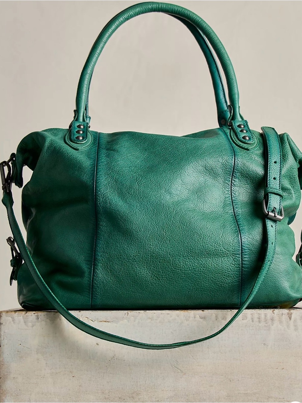 New - Free People Large Emerson Tote - GREENERY - Picture 6 of 8